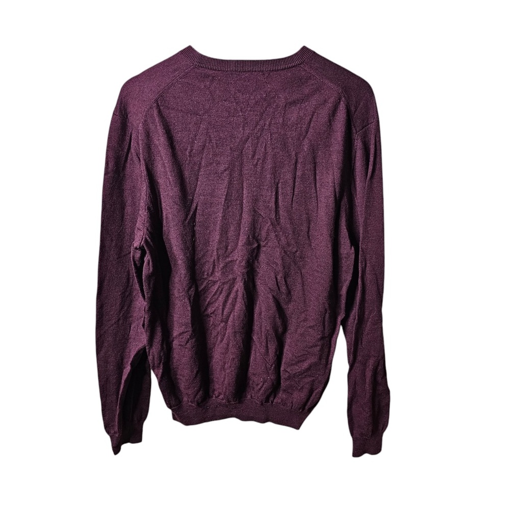 Joseph Abboud 100% Extra Fine Merino Wool Plum Purple V Neck Sweater XXL - Picture 5 of 5